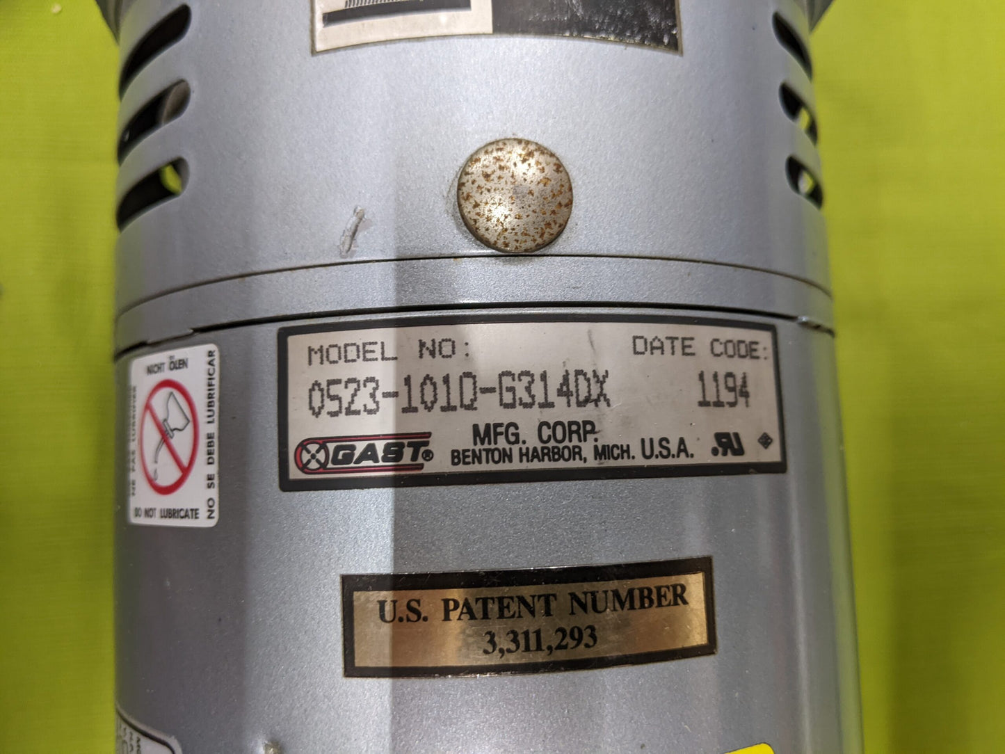 Gast model 0523-101Q-G314DX with Emerson motor