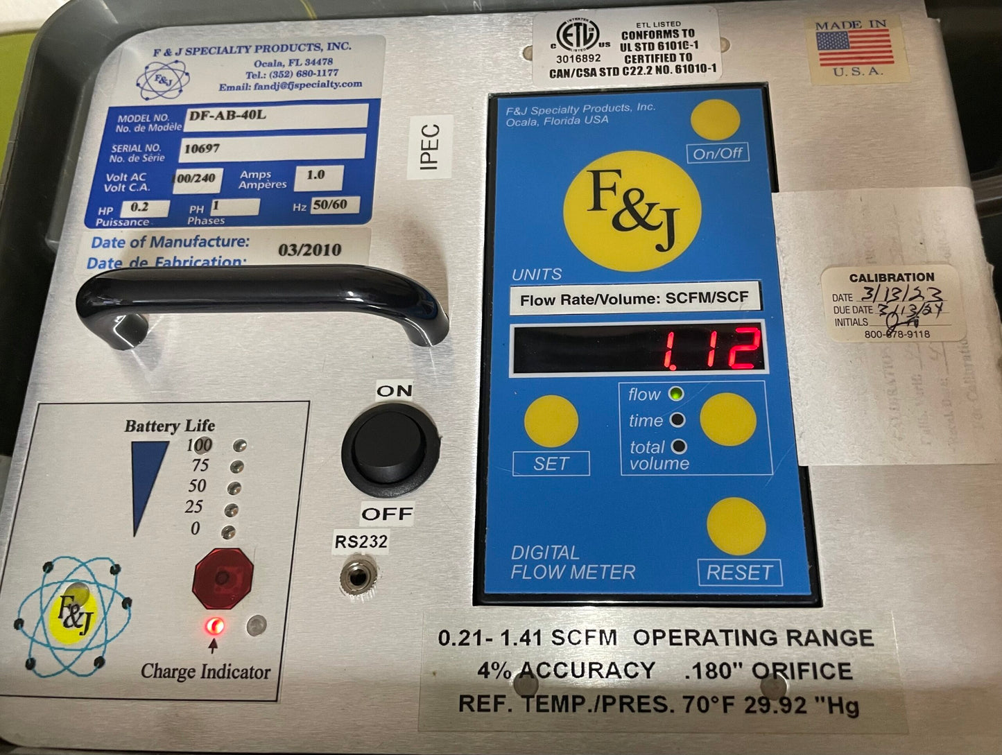 F&J Model DF-AB-40L Emergency Response Air Sampling System