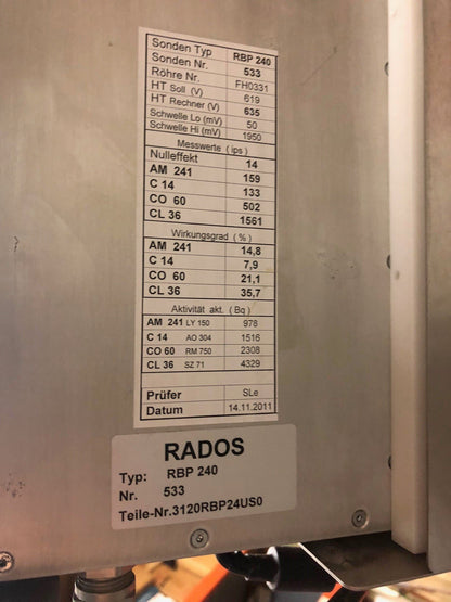 RADOS (Mirion) RTM-110 Hand and Foot Monitor with Beta Scintillator Detectors (RBP)